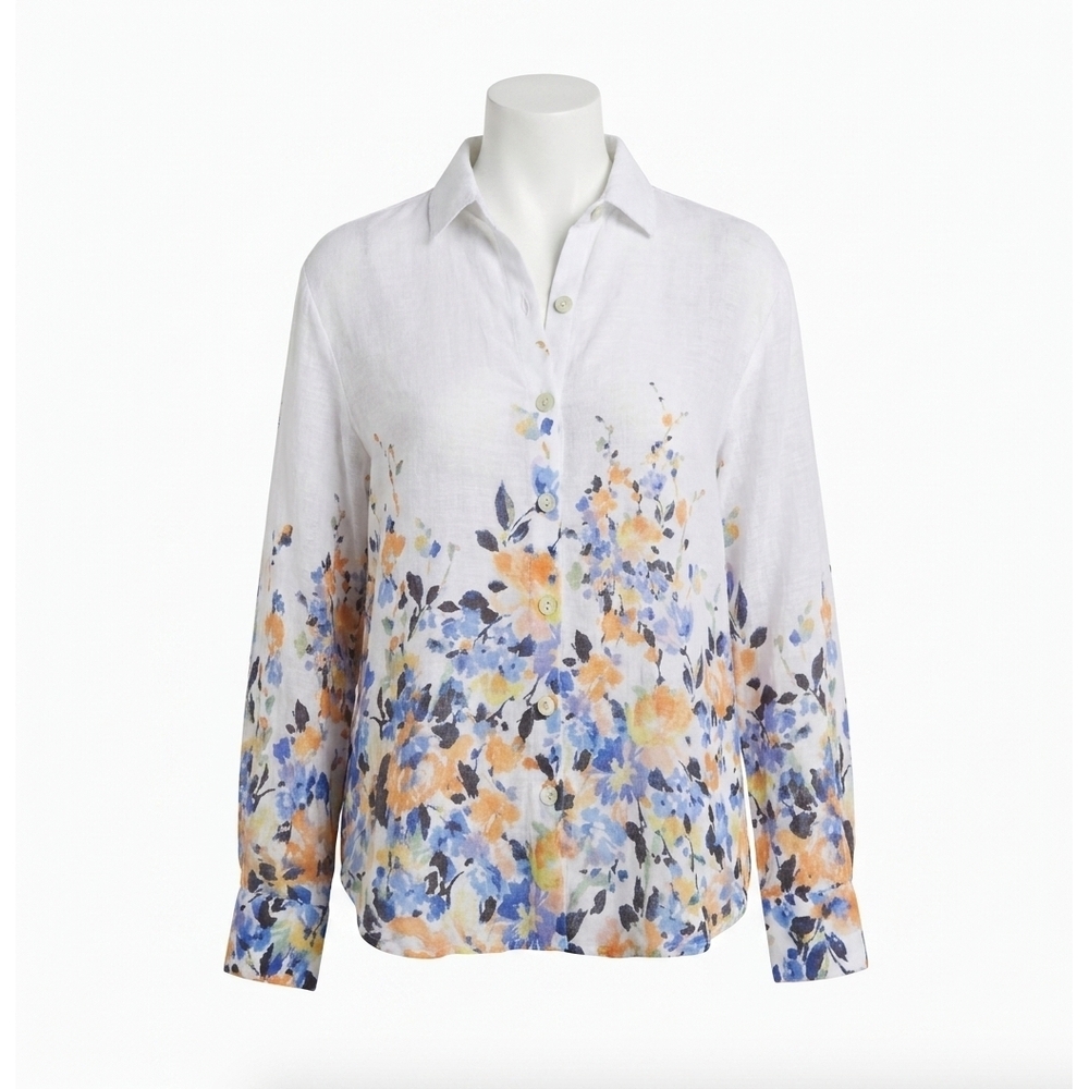 NEW BELLA DAHL boyfriend button down shirt in border floral print
